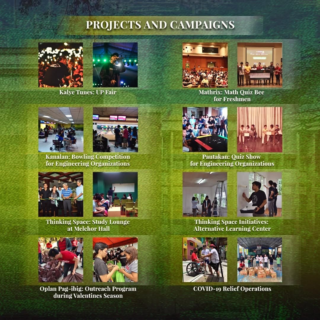 A collage of the fraternity's projects and campaigns