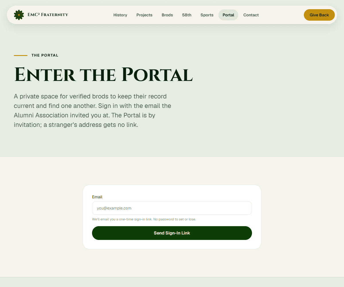 The Member Portal sign-in